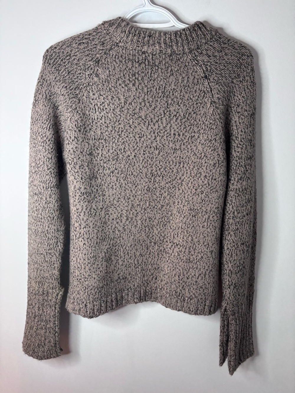 Zara Taupe Marled Asymmetrical Button-Front Turtleneck Sweater - Picture 7 of 7